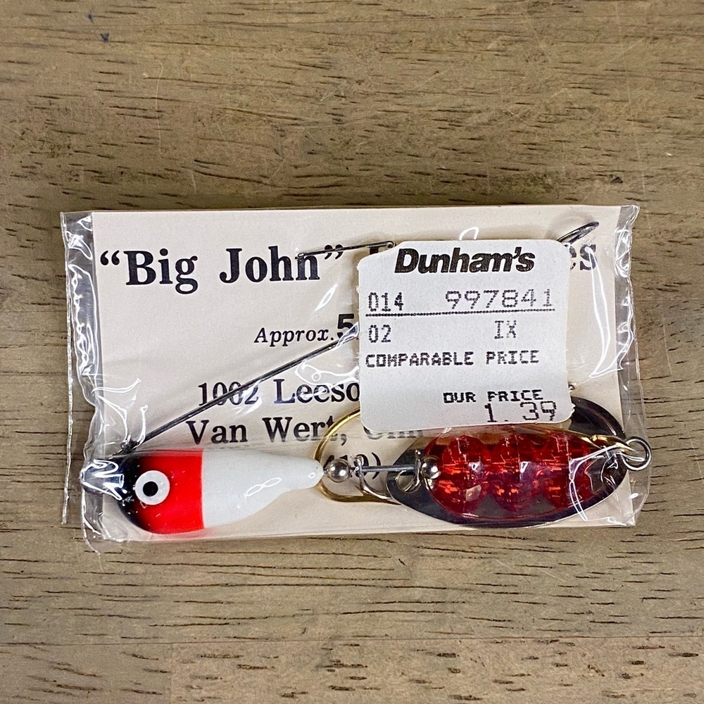 VINTAGE BIG JOHN WALLEYE SPINNER  3/4oz  Fire Red Black‎ Nose